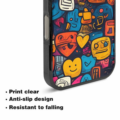 iPhone 16 Pro Max Case — Hand Drawn Icon Doodle Pattern Hundreds, Original Design Phone Case