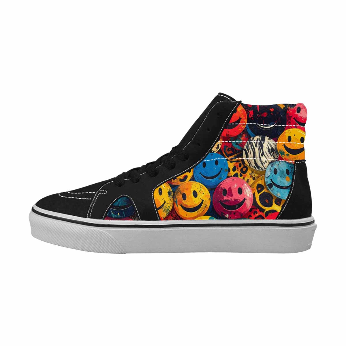 MEN'S Smiley Faces High Top Canvas Kaleidoscope Custom Sneakers