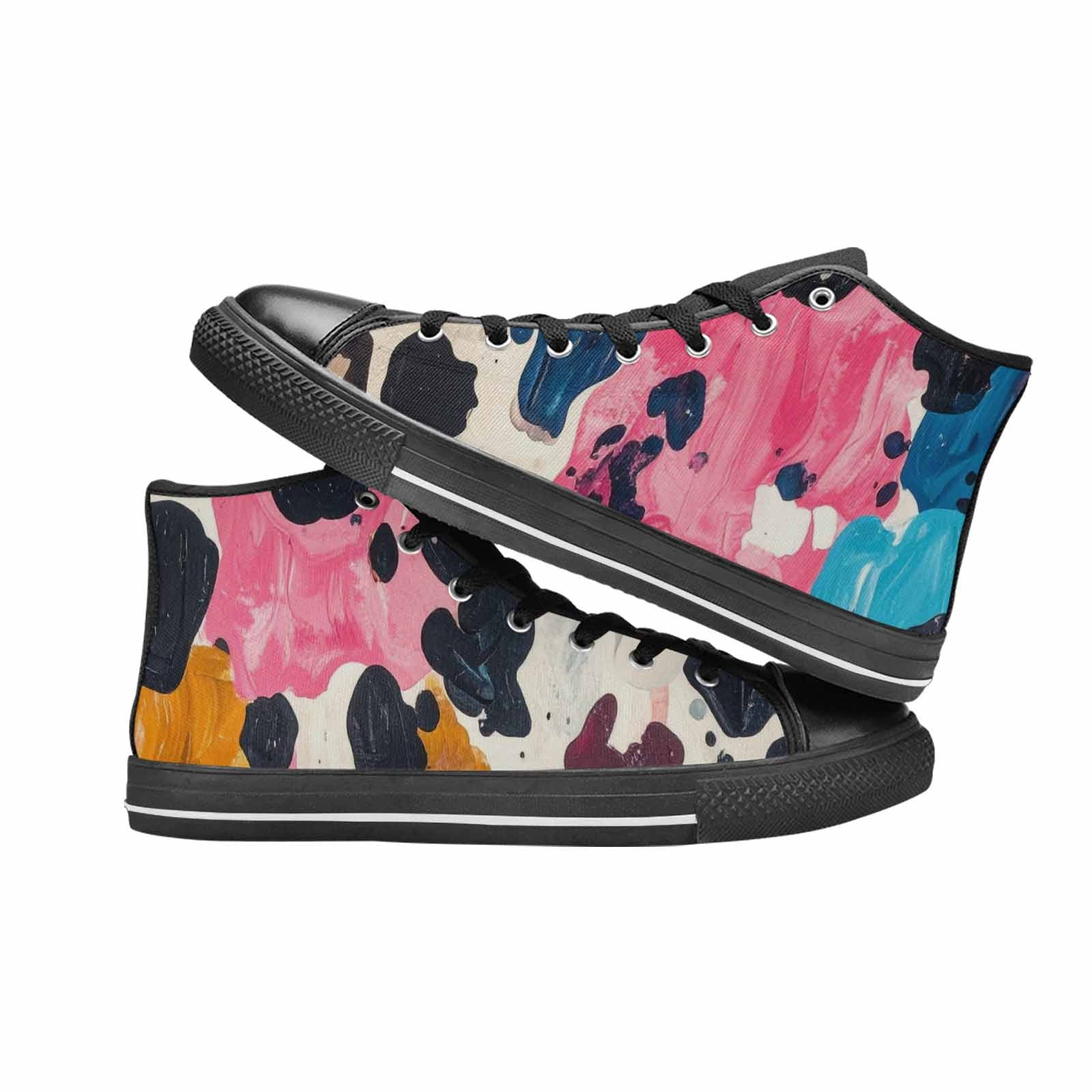 MEN'S Cow Animal Print High Top Canvas Vibrant Chaos Custom Sneakers