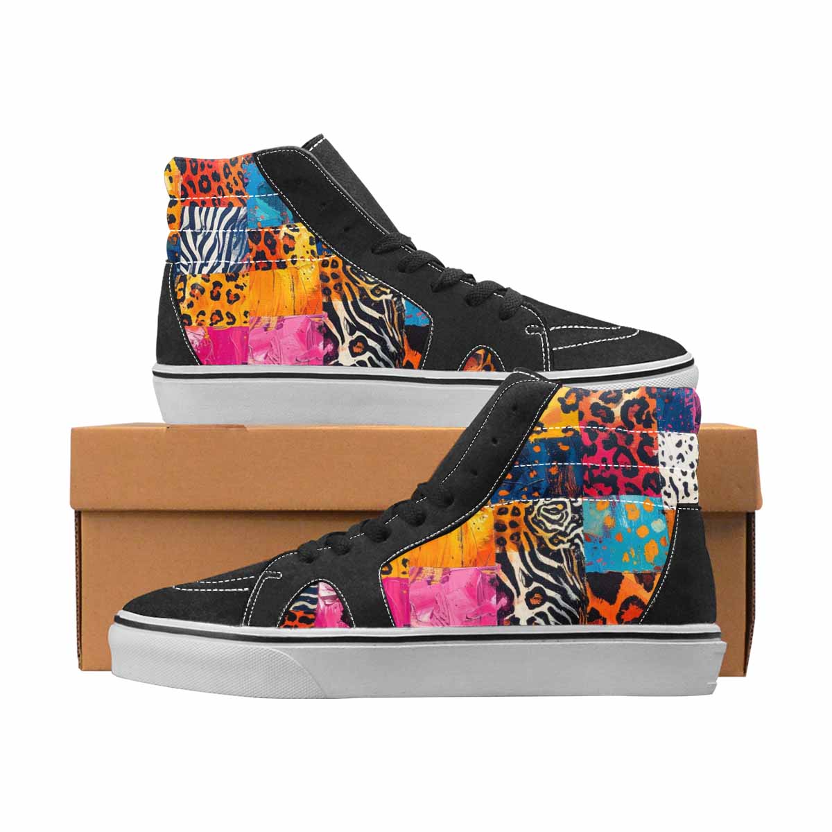 WOMEN'S Leopard Full Color High Top Canvas Artist-designed Grunge Limited Edition Sneakers