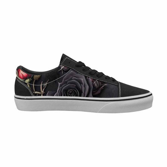 WOMEN'S Black Gothic Rose Canvas Lace-Up Vivid Custom Sneakers