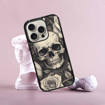 iPhone 16 Pro Case — 20 Skulls Overlapping Seamless Tileable Pattern, Custom Designed Case Cover