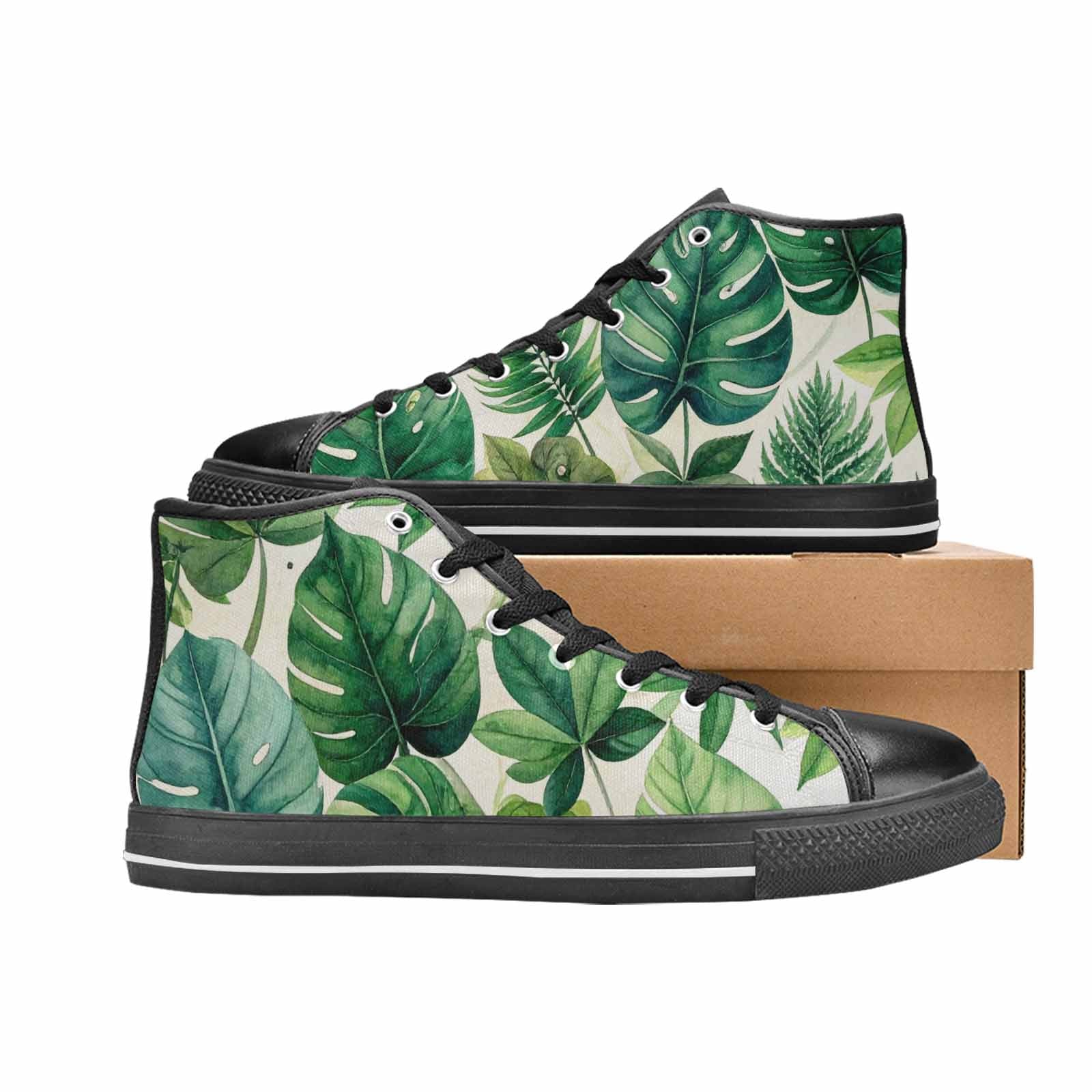 WOMEN'S Seven-Point Palmate Leaf High Top Canvas Vivid Custom Shoes