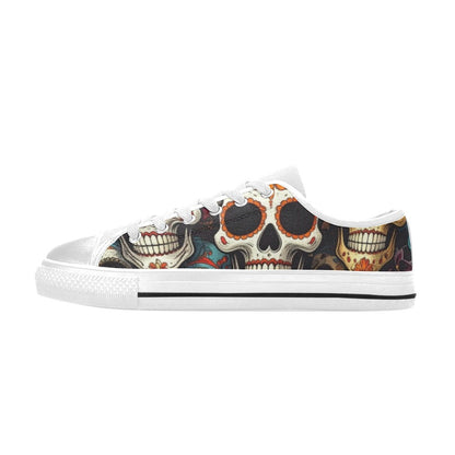 WOMEN'S Aggressive Comic Sugar Skull Low Top Canvas Aesthetic Sneakers