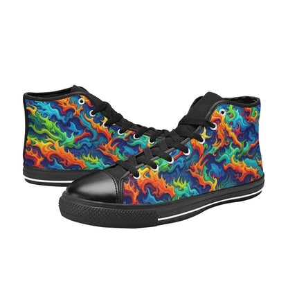 MEN'S Psychedelic Camo Rhythm Men’S High Top Canvas Cottagecore Custom Sneakers
