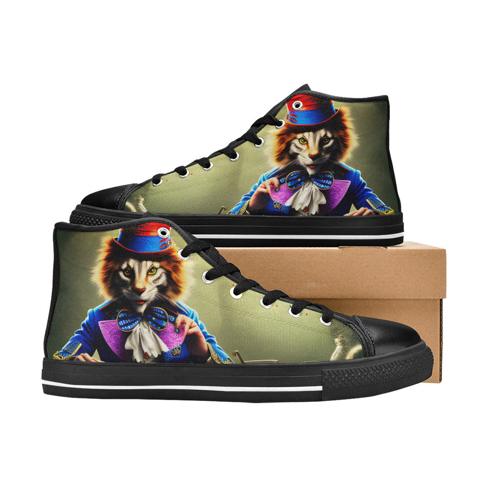 WOMEN'S Chilling Cat High Top Canvas Vibrant Chaos Shoes