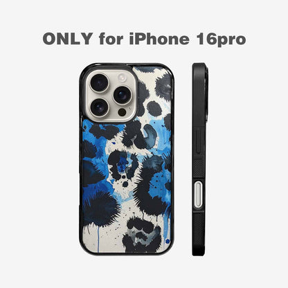 iPhone 16 Pro Case — Animal Print Black Blue Ink Animal, Customized Protective Case