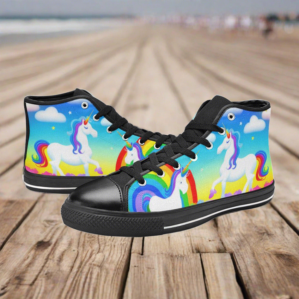 Butterfly Rainbow Blue Gold Custom WOMEN Bold Art - Freaky Shoes | Custom Art Sneakers