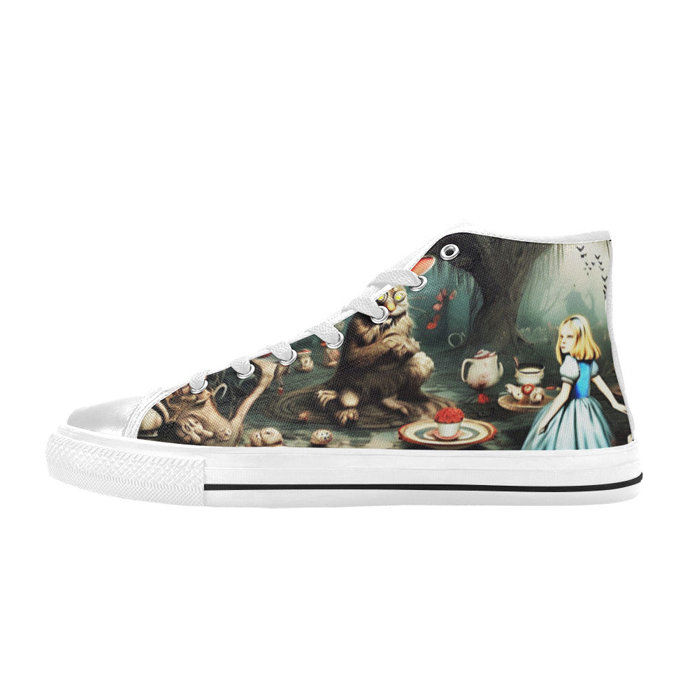 WOMEN'S Creepy World Wonderland High Top Canvas Vibrant Chaos Custom Shoes