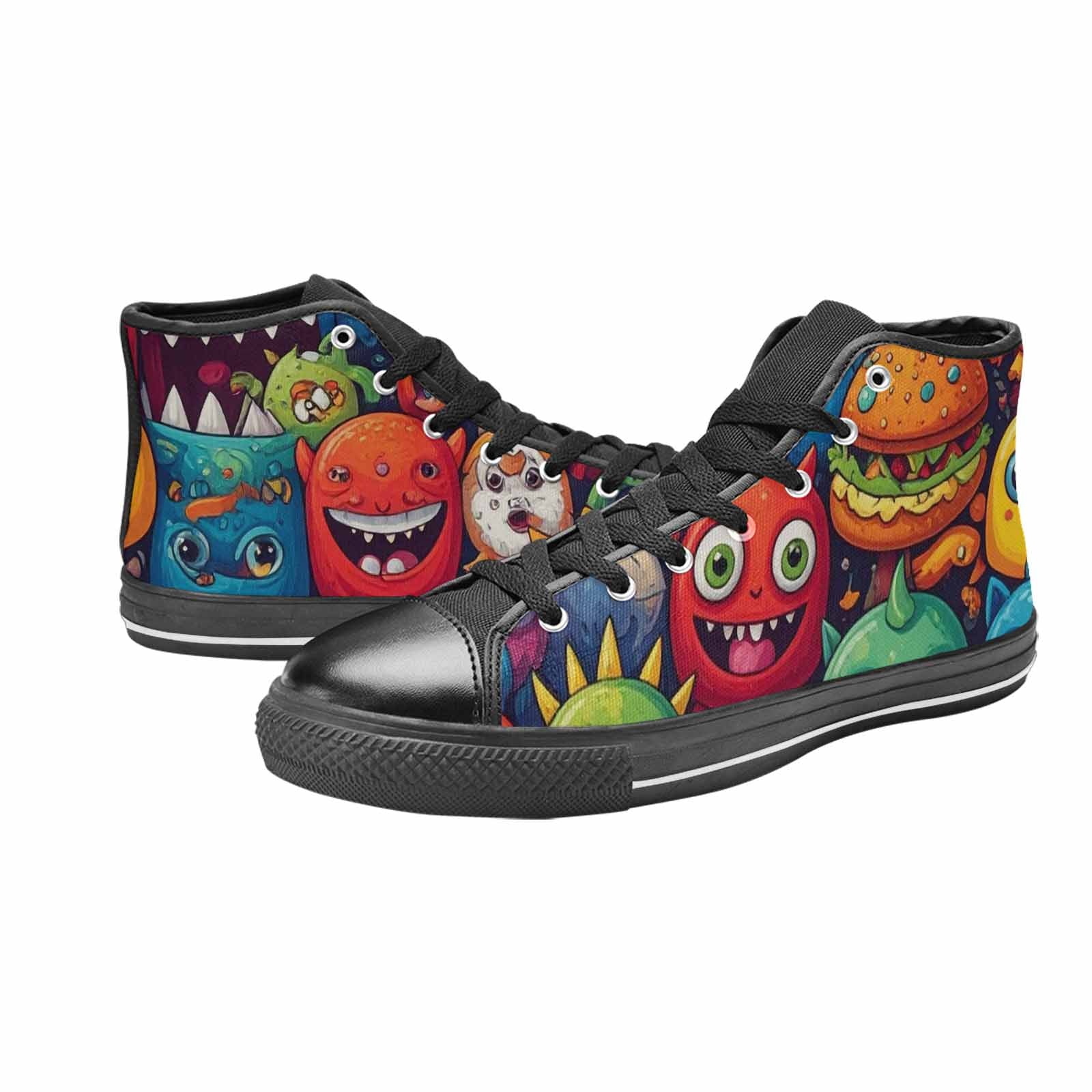 WOMEN'S Cartoon Monster Character High Top Canvas Wallpaper Art Custom Sneakers