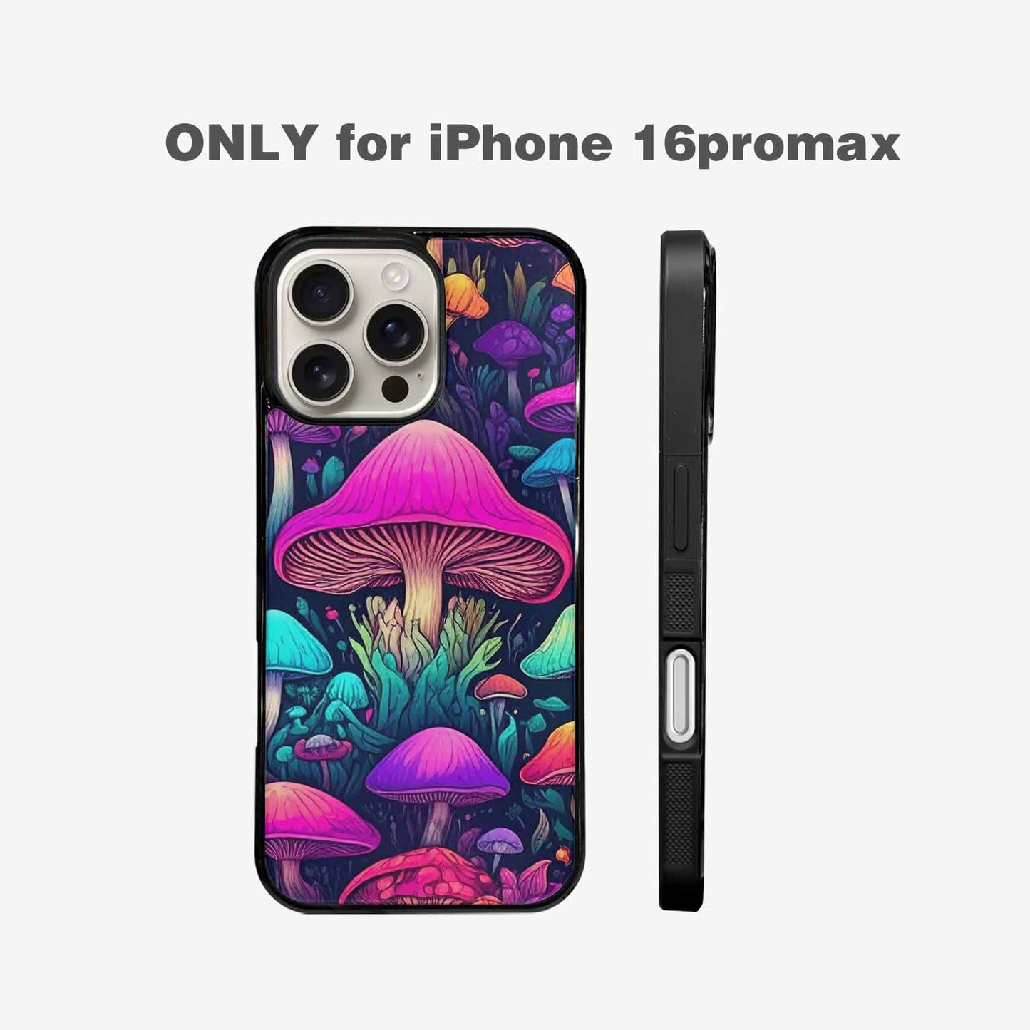 iPhone 16 Pro Max Case — Mushroom Psychedelic Art Seamless Pattern Vibrant, Custom Print Case Cover