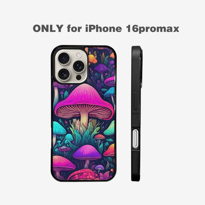 iPhone 16 Pro Max Case — Mushroom Psychedelic Art Seamless Pattern Vibrant, Custom Print Case Cover