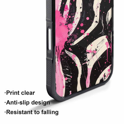 iPhone 17 Pro Case — Black Pink Ink Zebra Stripe Animal, Original Design Phone Case
