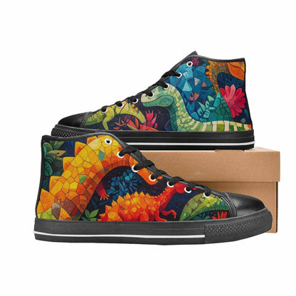 WOMEN'S Dinosaur Silhouette High Top Canvas Y2K Custom Sneakers