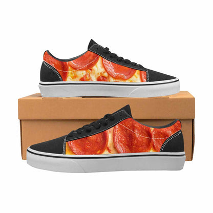 WOMEN'S Pepperoni Pizza Print Canvas Lace-Up Surreal Sneakers