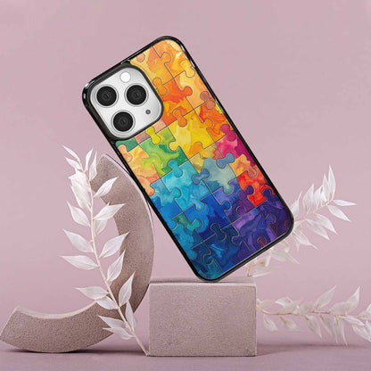 iPhone 15 Pro Max Case — Autism Puzzle Pieces Puzzle Piece Pattern, Custom Printed Phone Case