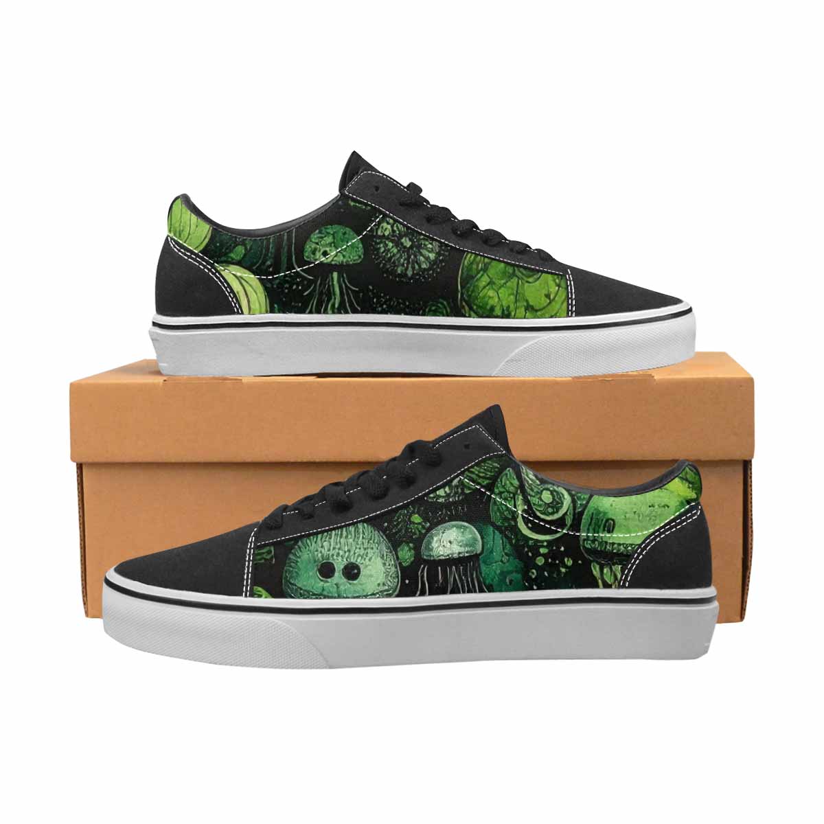 WOMEN'S Sea Creature Burst Lace-Up Canvas Vibrant Chaos Custom Sneakers