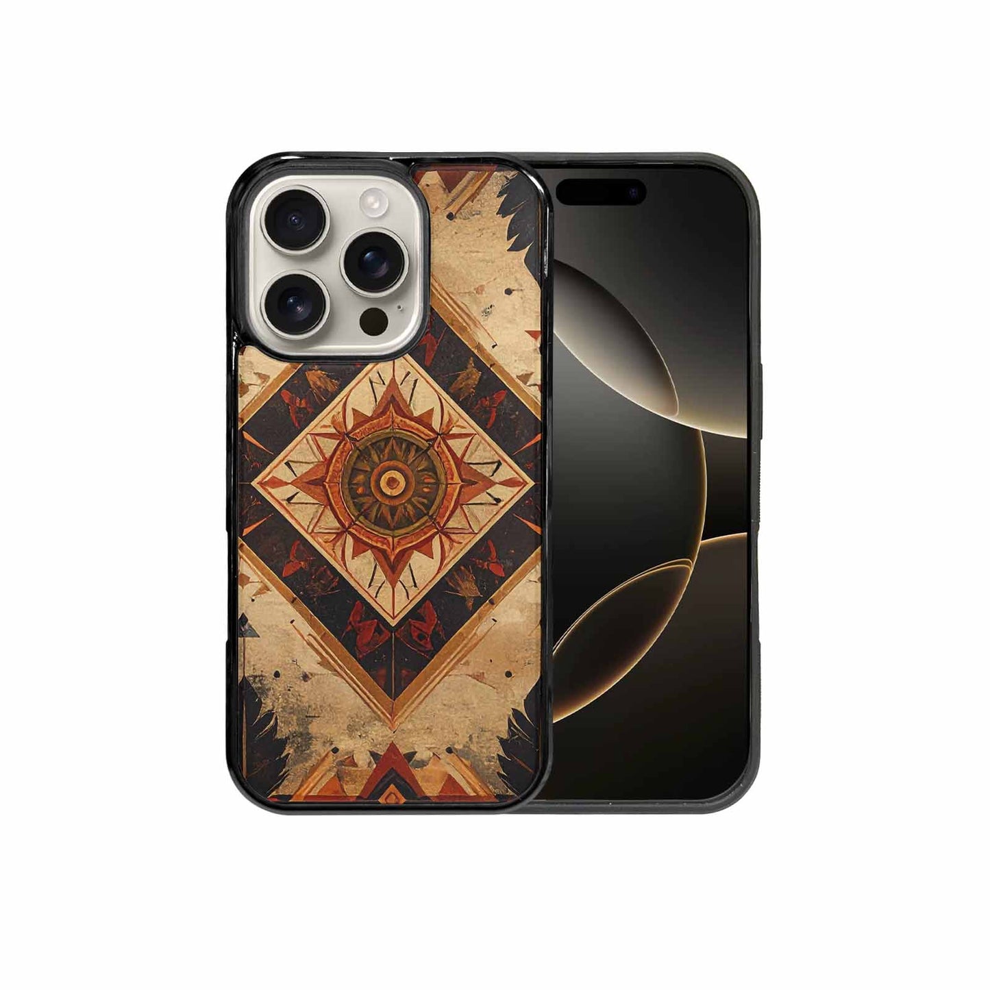 iPhone 16 Pro Case — Native American Geometric Pattern Arrows Feathers, Unique Phone Case Design