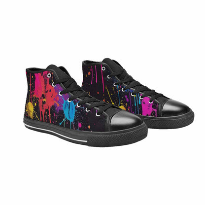 WOMEN'S Paint Splatter High Top Canvas Grunge Custom Shoes
