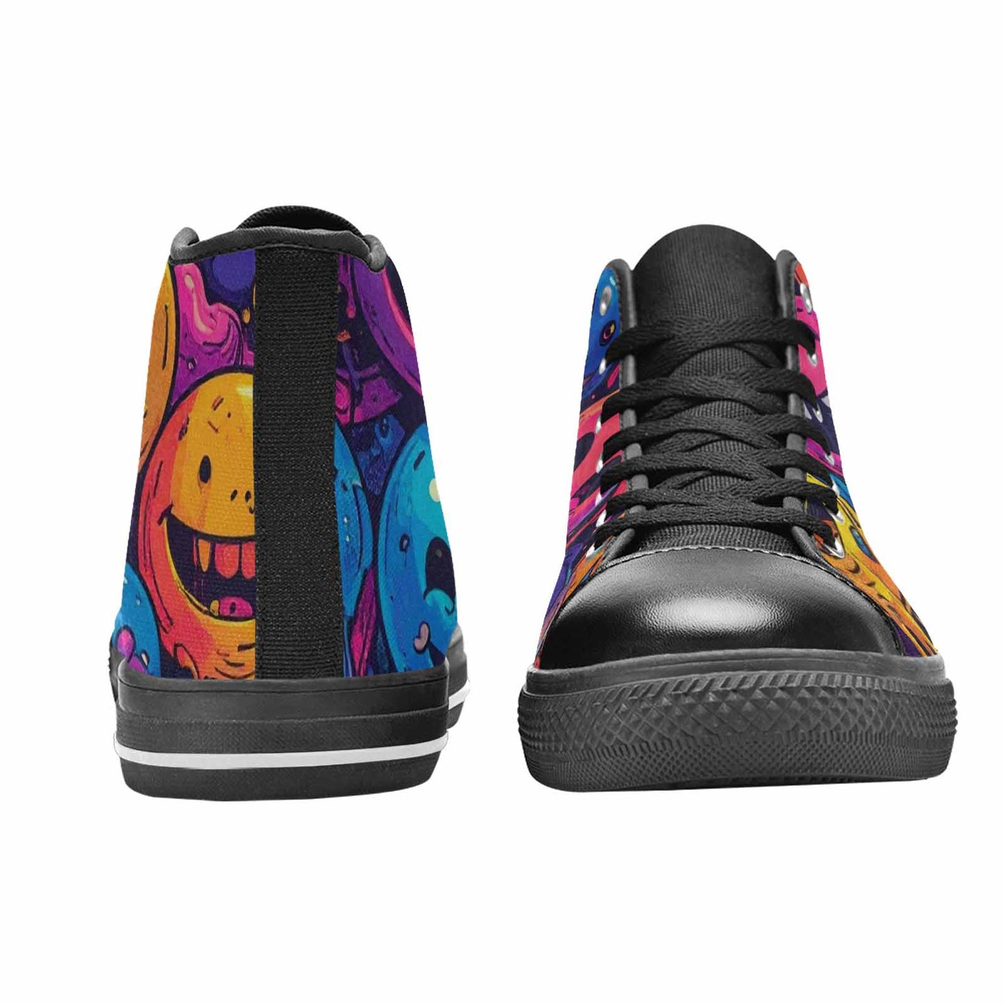WOMEN'S Yellow Smiley Face High Top Canvas Y2K Custom Shoes