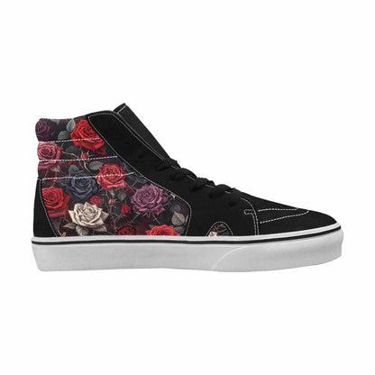 MEN'S Black Gothic Rose High Top Canvas Grunge Custom Sneakers