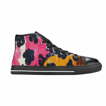 MEN'S Cow Animal Print High Top Canvas Neon Fantasy Custom Sneakers