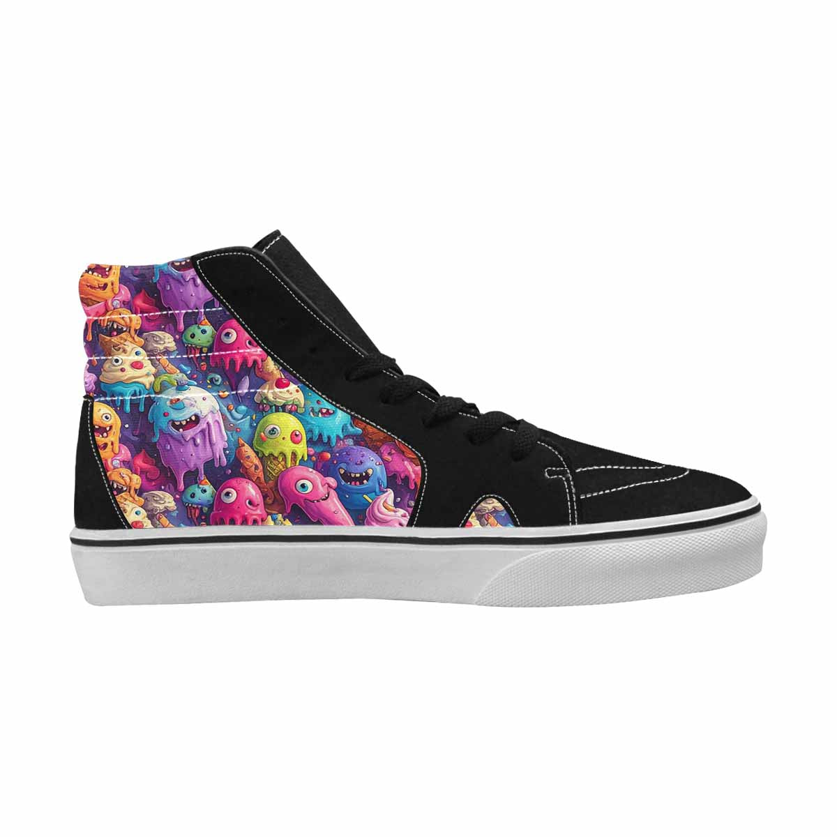 MEN'S Melting Ice Cream Monster High Top Canvas Kaleidoscope Custom Sneakers