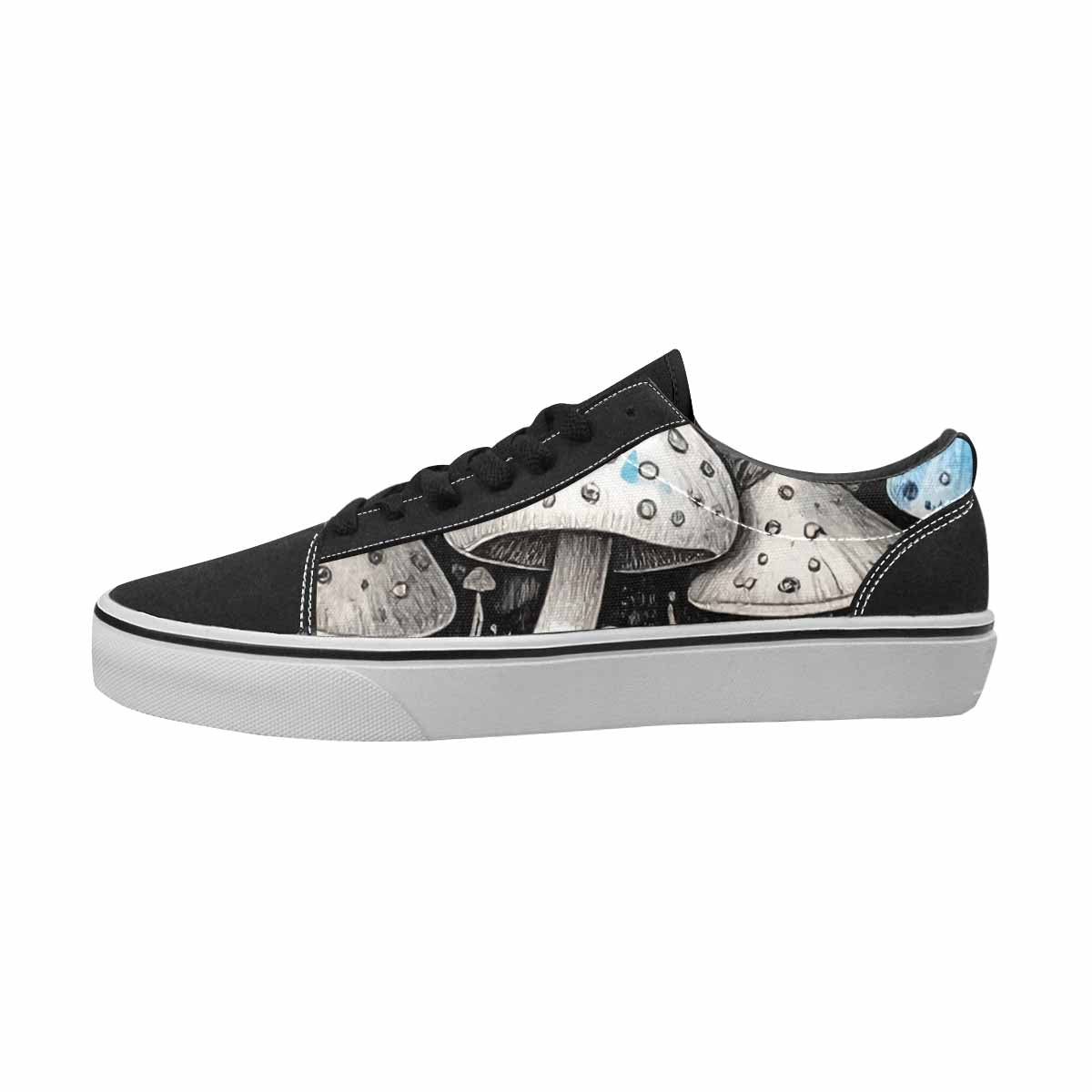 MEN'S Mushrooms Black & Blue Ink Canvas Personalized Kaleidoscope Custom Kicks