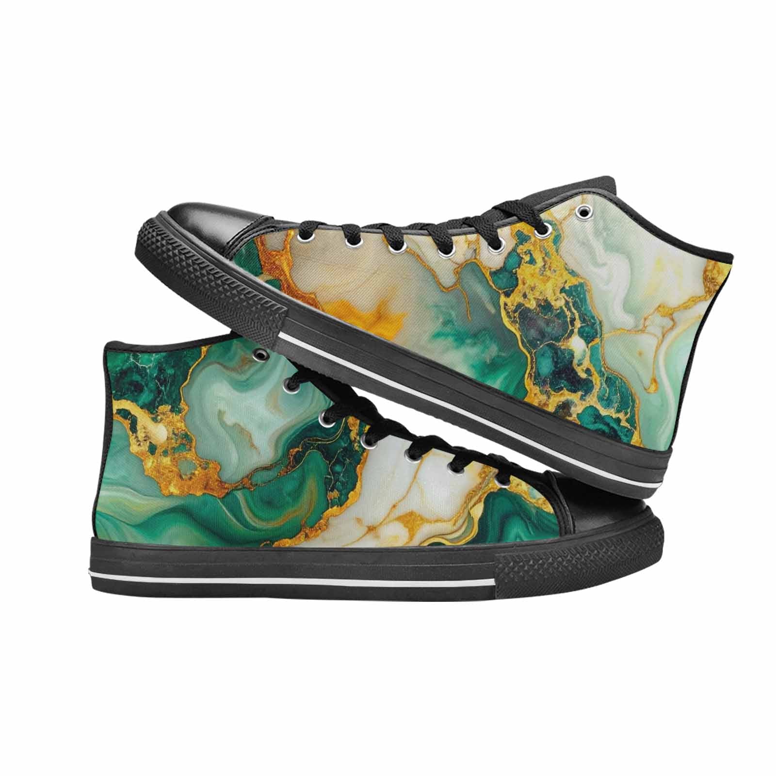 MEN'S Marble Gold High Top Canvas Neon Fantasy Shoes