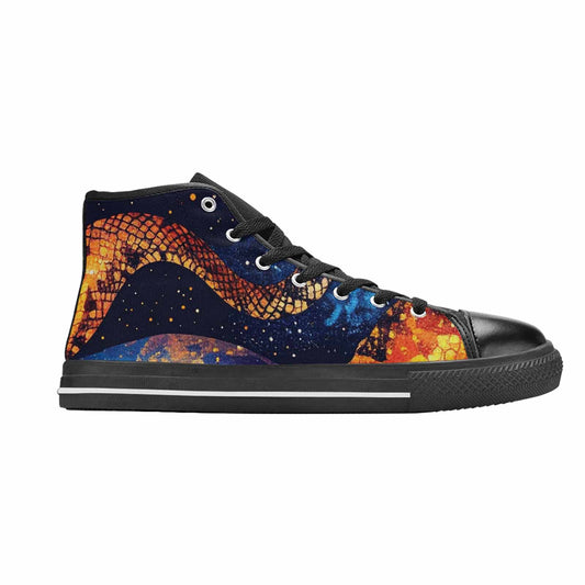 WOMEN'S Galaxy Snake Print High Top Canvas Vivid Custom Sneakers