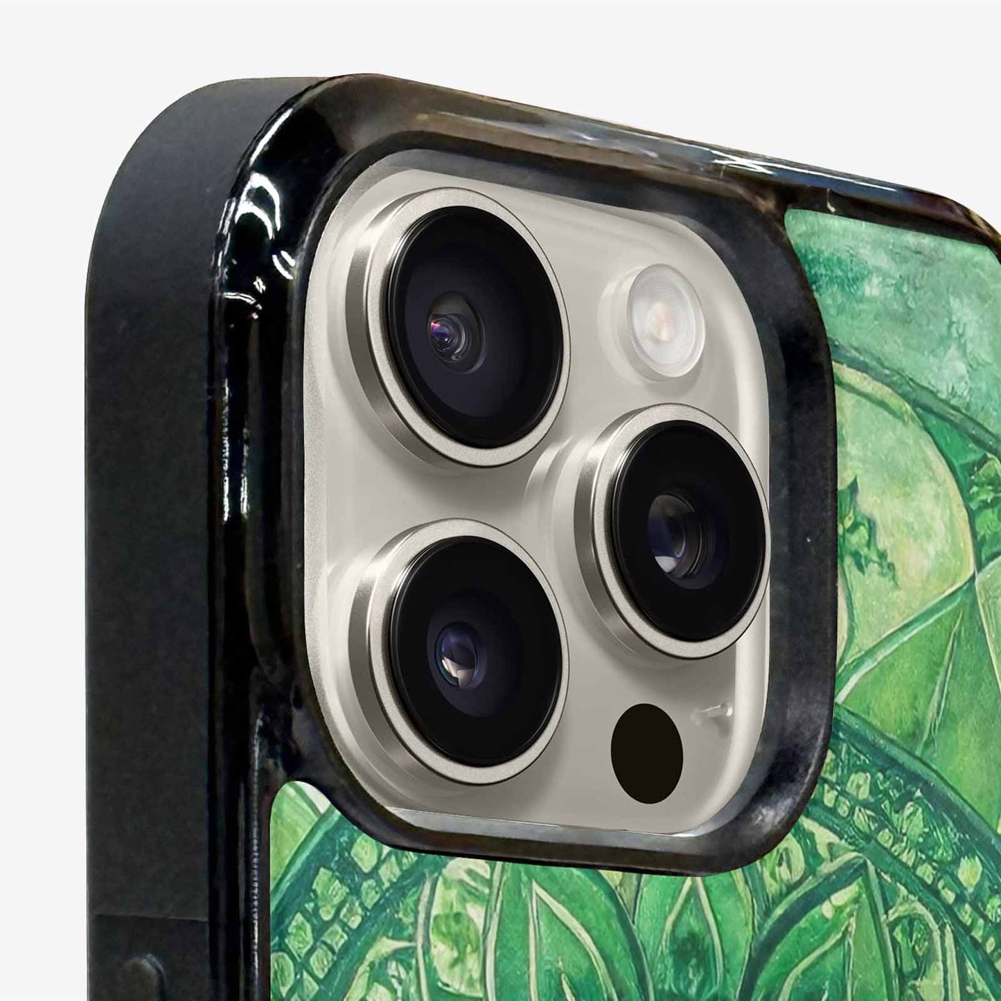 iPhone 15 Pro Max Case — Green Mandala Bohemian Print Edge To, Custom Designed Case Cover