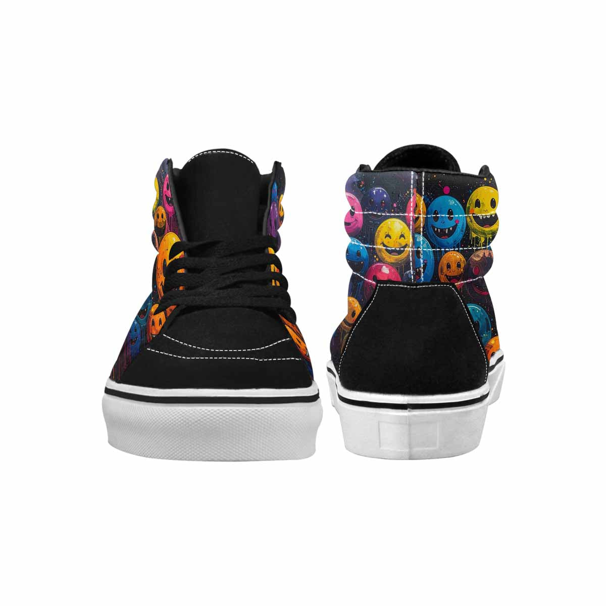 MEN'S Smiley Faces  Glow High Top Canvas Vivid Custom Sneakers