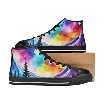 MEN'S Acrylic Colorful Galaxy Art High Top Canvas Cottagecore Custom Shoes