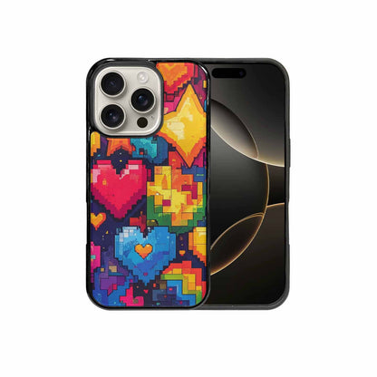 iPhone 16 Pro Case — Pixel Art 8 Bit Burst Pattern, Custom Print Case Cover