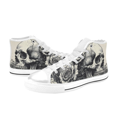 Gothic Skull Art Women's Dark Rose Collection High Top Canvas Shoes | Freaky Shoes®