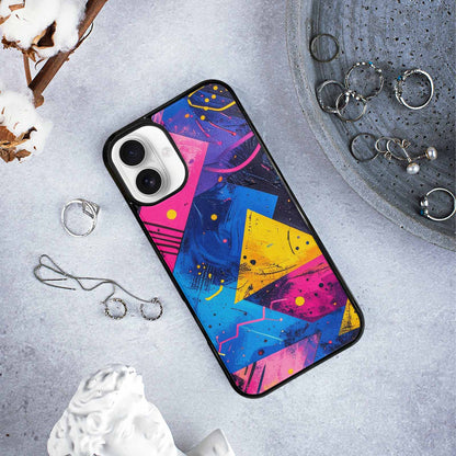 iPhone 16 Plus Case — Memphis Squiggles Triangles Dots, Custom Print Case Cover