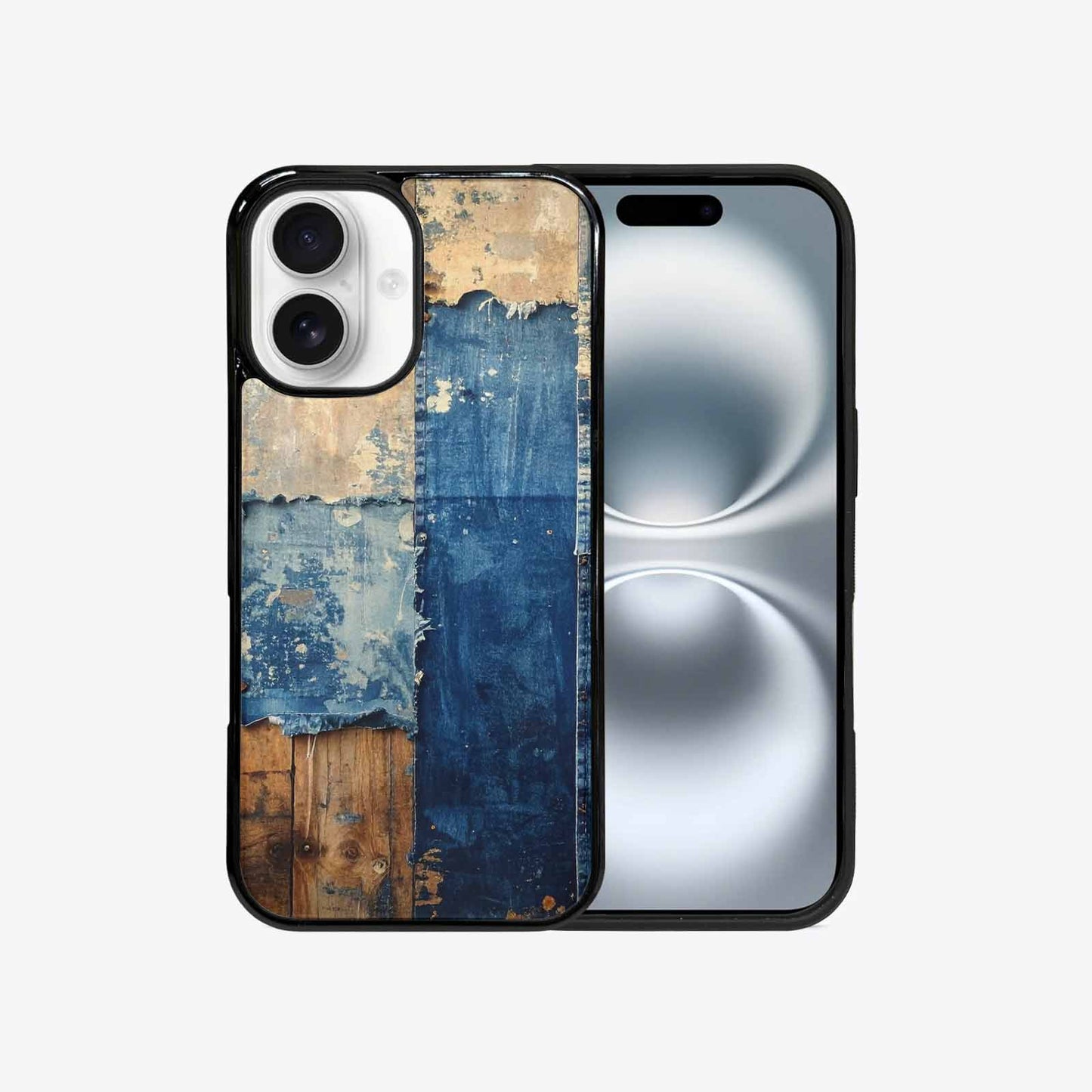 iPhone 16 Case — Denim Distressed Textures Print Edge To, Custom Printed Phone Case
