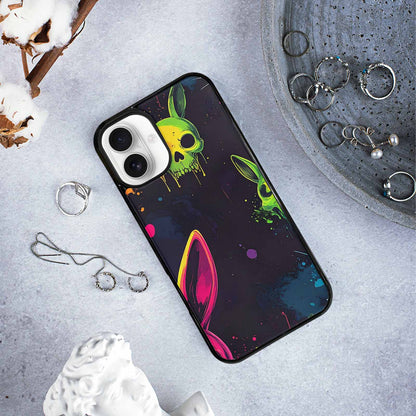 iPhone 16 Plus Case — Radioactive Ghost Bunny Skull Small Radioactive, Custom Printed Phone Case