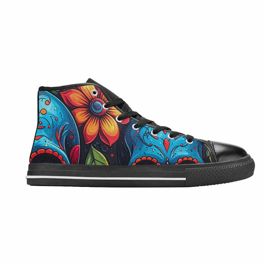 MEN'S Graffiti Skull High Top Canvas Wallpaper Art Sneakers
