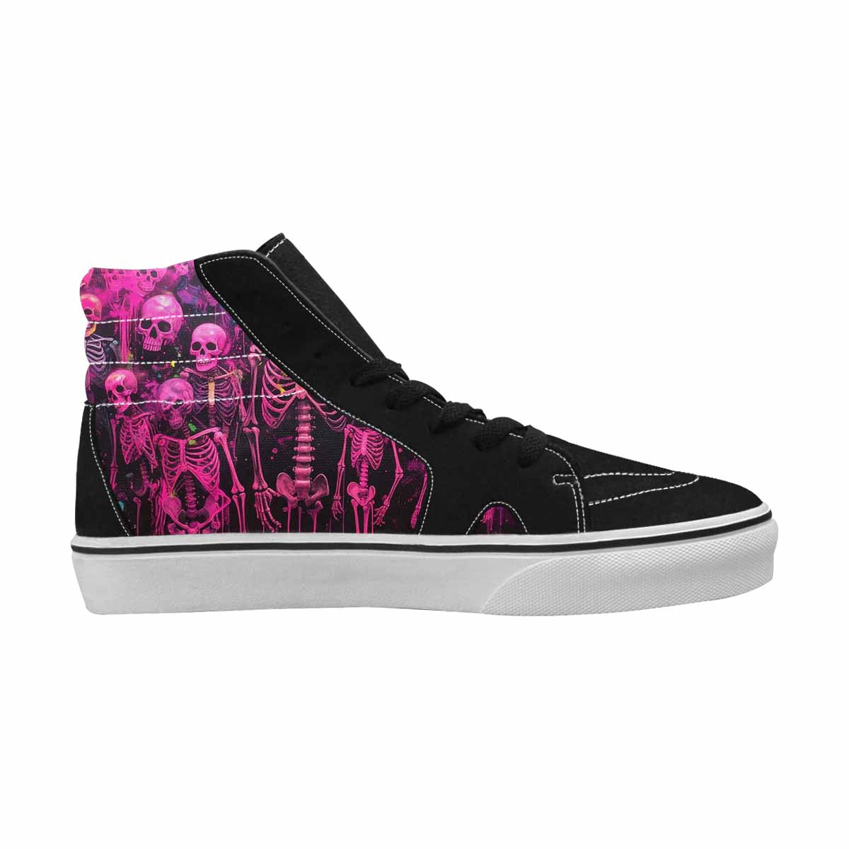 MEN'S Skeletons  Neon Pink High Top Canvas Aesthetic Custom Shoes