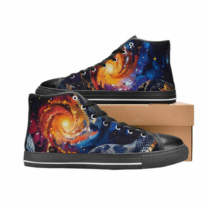 WOMEN'S Galaxy Snake Print High Top Canvas Dreamcore Custom Sneakers