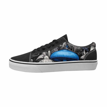 MEN'S Mushrooms Black & Blue Ink Canvas Made To Order Kaleidoscope Sneakers