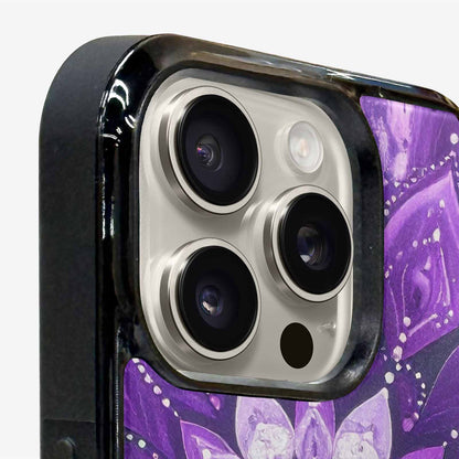iPhone 16 Pro Case — Purple Mandala Bohemian Print Edge To, Custom Made Phone Cover