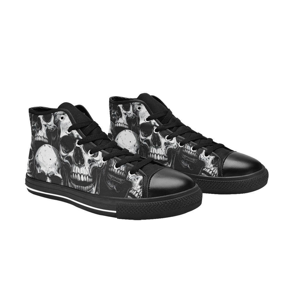 MEN'S Aggressive Comic Skull Black High Top Canvas Neon Fantasy Custom Sneakers