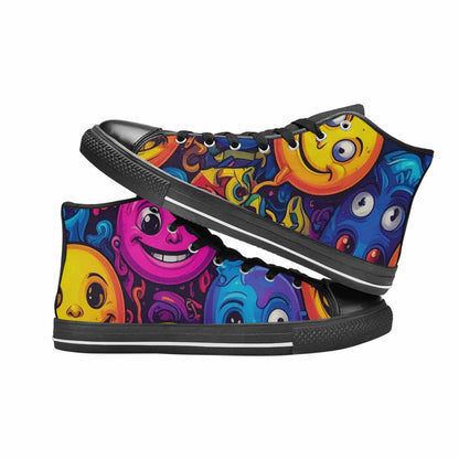 WOMEN'S Funny Looking Cartoon High Top Canvas Neon Fantasy Custom Sneakers