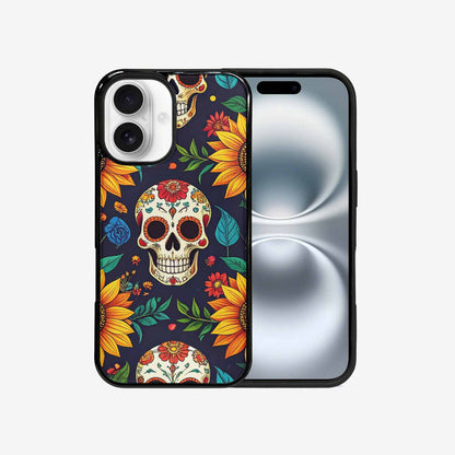 iPhone 16 Case — Sunflowers Hundreds Of Skulls Art Seamless, Customized Protective Case
