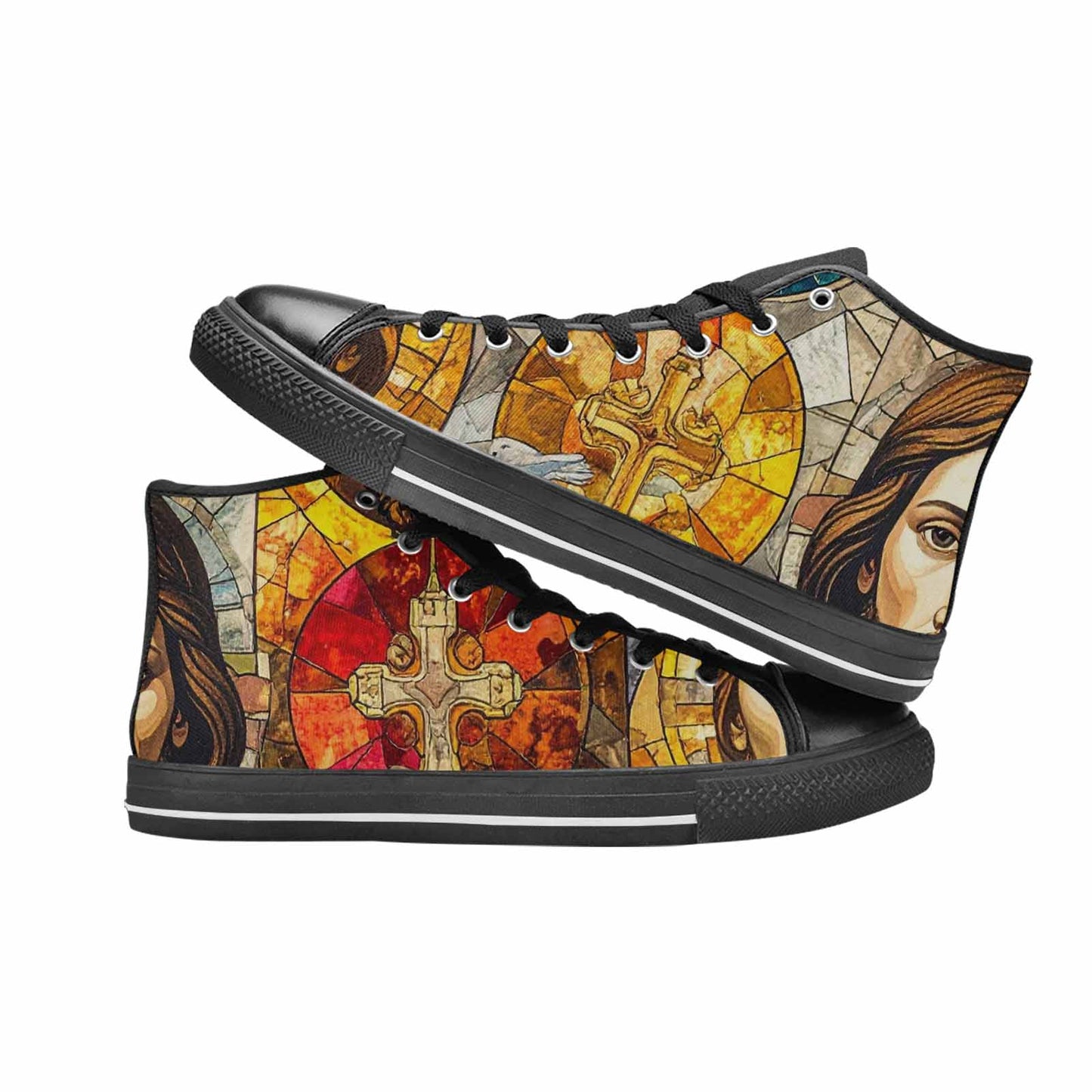 MEN'S Jesus Face Small High Top Canvas Vivid Shoes