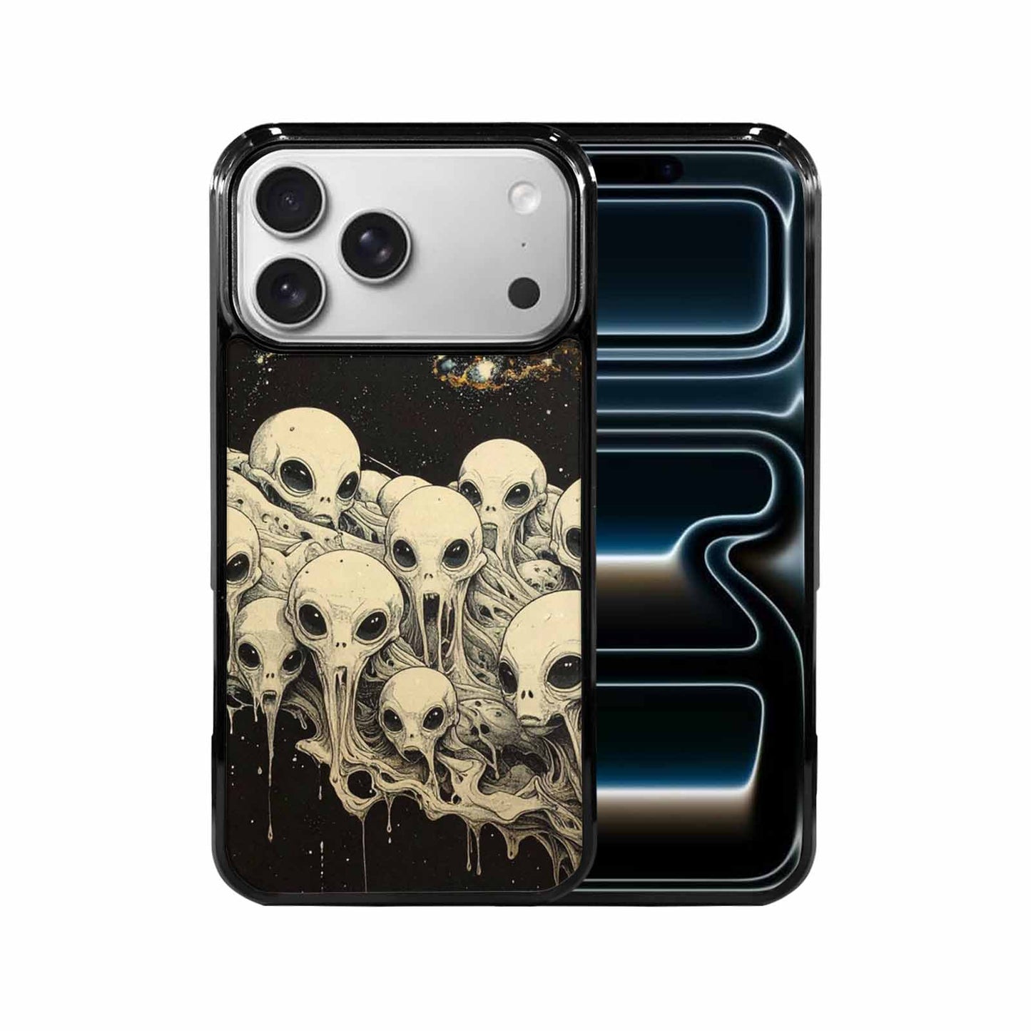 iPhone 17 Pro Max Case — Melting Aliens Pattern Alien Scifi, Custom Art Phone Cover