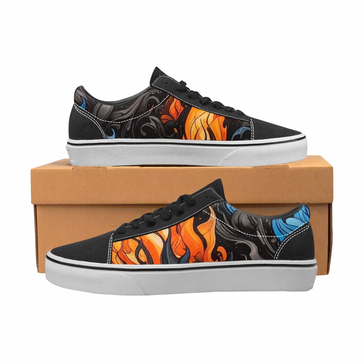 WOMEN'S Flame Burst Lace-Up Canvas Melting Art Sneakers