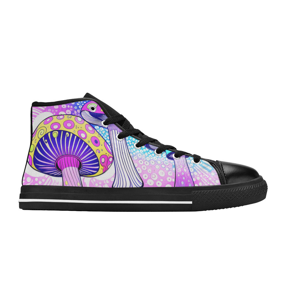 WOMEN'S Magic Mushrooms Art 2 High Top Canvas Y2K Sneakers
